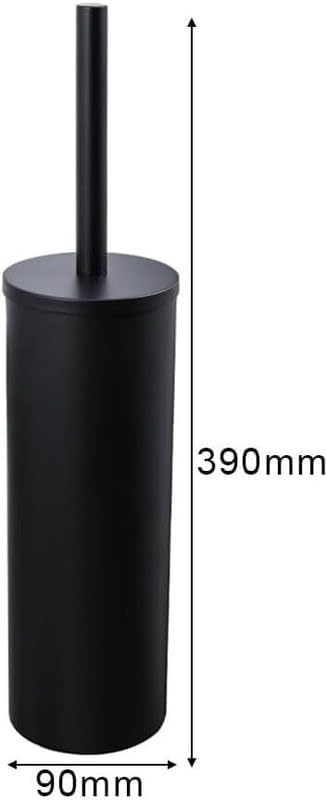 Free-Standing Toilet Brush and Holder Set Stainless Steel Toilet Bowl Cleaner Brush with Cover Metal Toilet Brush Holder for Bathroom (Matte Black)
