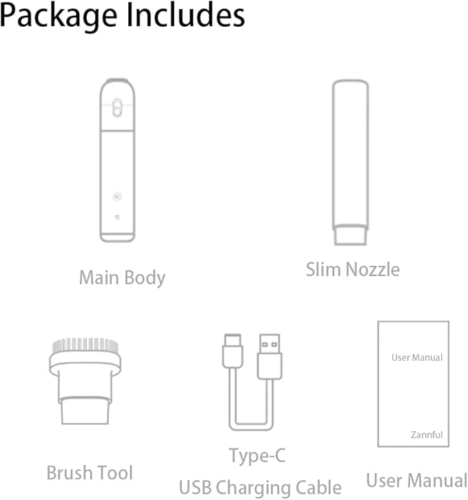 Zannful Portable Car Vacuum Cleaner, Cordless Handheld Vacuum, Lightweight Mini Vacuum for Car and Home with Washable HEPA Filter, Rechargeable