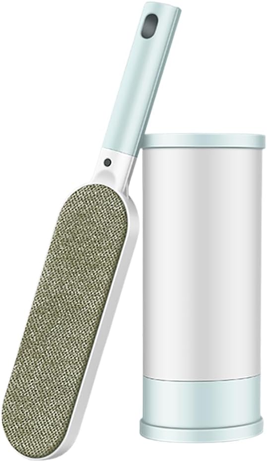 Double Sided Self-Cleaning Pet Hair Remover Brush - Reusable Lint Brush for Laundry & Clothes, Dog Cat Fur Tool (Blue)