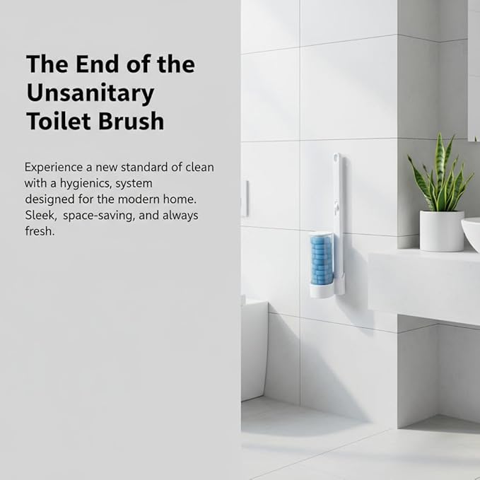 Disposable Toilet Brush for Bathroom Cleaning, Toilet Brush and Holder Set, Deep Cleaning Toilet Bowl Cleaner with Replaceable Heads, Hygienic Storage Design (Replacement Heads - 24pcs Blue)