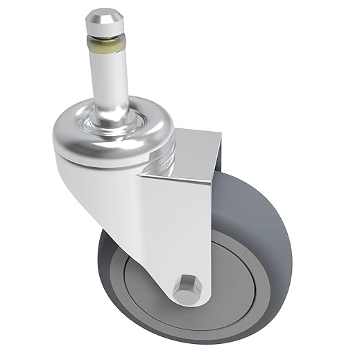 4-Inch Swivel Stem Caster, 7/16-Inch Stem Diameter Rubber Wheel, Heavy Duty TPR Replacement Wheels for Rubbermaid Mop Bucket Cart Grill Casters - 8 Pack