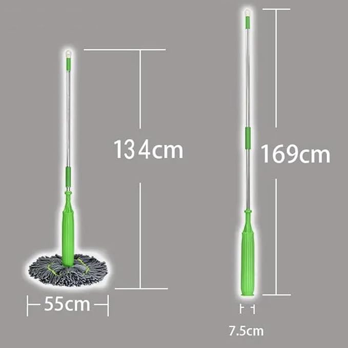 Japelessor New 2 in 1 Dehydrated Mop, Self-Wringing Twist Mops for Floor Cleaning with Folding Bucket, 360 Degree Spin Round Wall Cleaning Wet and Dry Mop, for Hardwood, Vinyl, Tile Cleaning