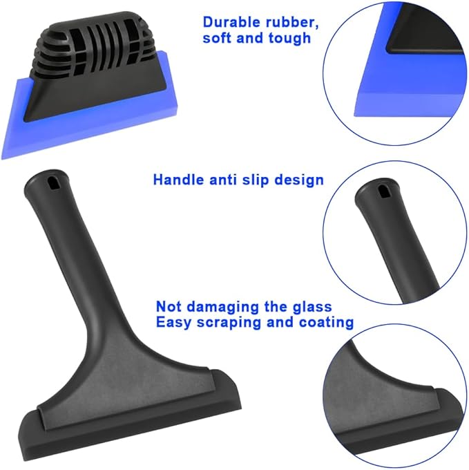 Cotonlake Window Tint Tool All-Purpose 6" Silicone Cleaning Squeegee 5 inch Handy Small Rubber Window Squeegee Auto Water Blade for Car Windshield, Window, Mirror, Glass Door,Shower (Black and Blue)