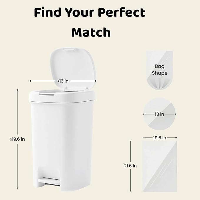 4 Gallon Small Kitchen Trash Bags – 100 Count Bathroom Colorful Flat Top Unscented Garbage Bags, Tear-Resistant Plastic Liners for Bathroom, Kitchen, Office, Bedroom, Fits 15L Trash Cans