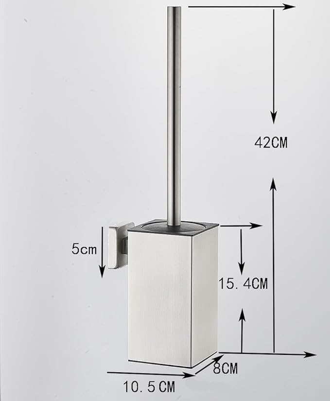LSWYYP Toilet Bowl Brush and Holder Square,Stainless Steel Square Wall Mounted Toilet Bowl Brush with Lid,Cleaning Toilet Brush Set for Bathroom, Brushed Silver