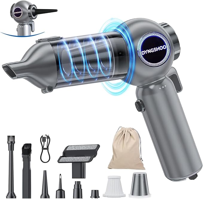 LOQFGDW Handheld Car Vacuum Portable Cordless(Equipped with a one-Touch Window Breaker and Seatbelt Cutter ) Car Vacuum Cleaner with 25000Pa Ultra-Strong Suction,Design for Drivers (Silver Gray)
