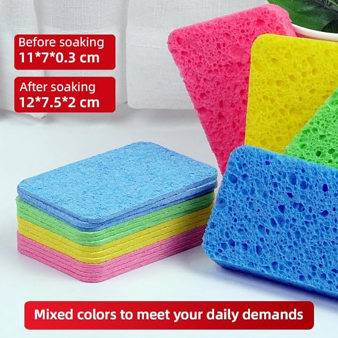 6 - Pack Non-Scratch Scrub Sponges - Sponges for Dishes and Washing Dishes, Cleaning Sponges for Kitchen Home Office, Magical 3D DIY Art and Craft Suppliers(Pink)