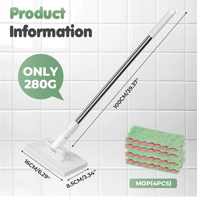 Snap Grip Mini Mop, 2026 New Disposable Dust Mop with 4 Reusable Cloths, Multi Surface Cleaning Flat Dust Mop for Dry Wet Disposable Pads for Kitchen Wall Bathroom Toilet Corners