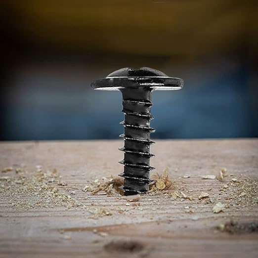#8 x 1 Inch Wood Screw 500Pcs Alloy Steel Standard Thread Truss Head Fast Self Tapping Black Oxide by SG TZH