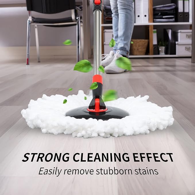 Mop and Bucket Set, 360° Spin Mop and Bucket with Wringer Set and 3 Microfiber Mop Refills, Stainless Steel 61'' Extended Handle Spinning Mop Bucket System for Floor Cleaning