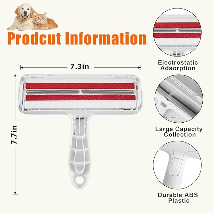 Velupet Zoom Pet Hair Remover Lint Roller for Pet,Cat Hair Removal Tool Reusable Lint Roller for Furniture, Couch, Carpet, Clothing and Bedding,White Red