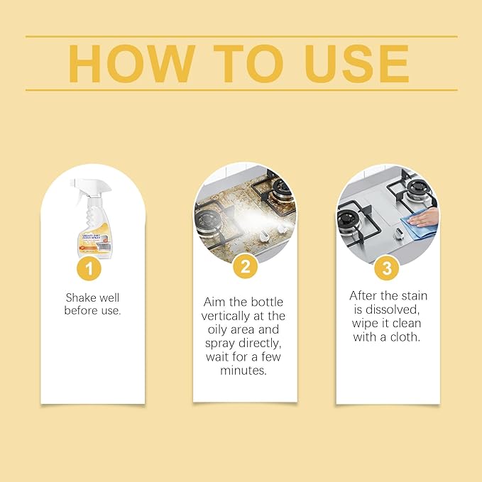 2025 New Greasy Dirt Clean Spray, Multifunctional Powerful Kitchen Foam Cleaner, Fast Foaming and Stain Removing, Heavy Oil Stain Cleaner Kitchen for Oven, Stove, Range Hood (3pcs)