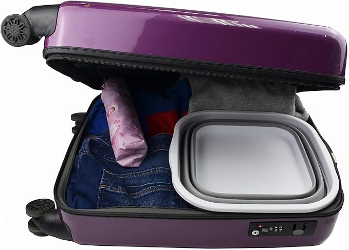 SAMMART 5.5L (1.4 Gallons) Collapsible Tub - Foldable Dish Tub - Portable Washing Basin - Space Saving Plastic Washtub (White/Grey, 1)