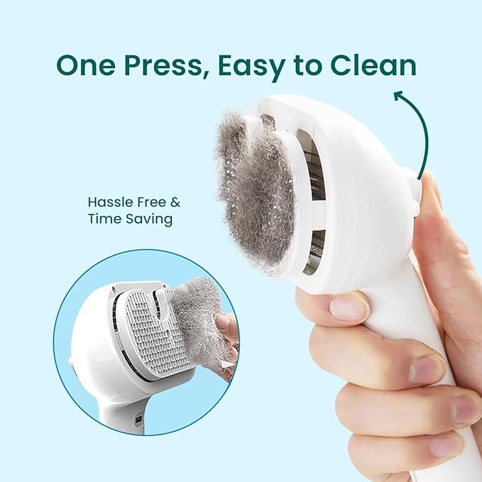 3 In 1 Steam Grooming Brush for Cats & Dogs, USB Rechargeable Hair Removal Comb with Spray Mist, Includes 200 ml Shampoo for Indoor Pet Shedding & Detangling (White)