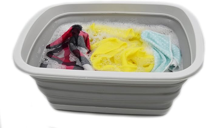 SAMMART 10L (2.6 Gallon) Collapsible Tub-Foldable Dish Tub-Portable Washing Basin-Space Saving Plastic Washtub (Grey, 1)