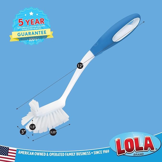 LOLA Pro Utility All Purpose Kitchen Cleaning Brush, 36 Pack, Durable Bristles, Comfort Ergonomic Rubber Non-Slip Grip, Built-in Food Scraper