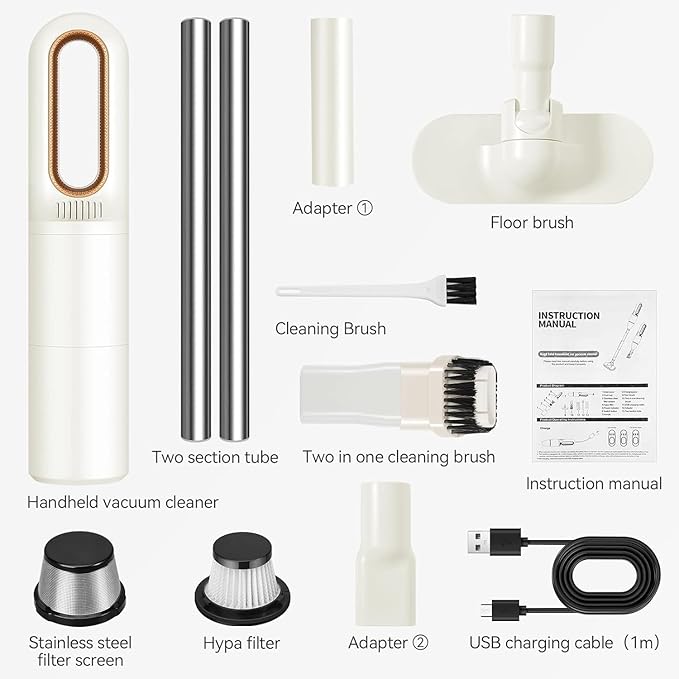 VANKICO Handheld Vacuum Cleaner, 2-in-1 Mini Cordless Vacuum Cleaner, USB Rechargeable Car Vacuum Portable, Quickly Dust Removal, for Hardwood Floor, Carpets, Pet Hair, Car, Office & Home Cleaning