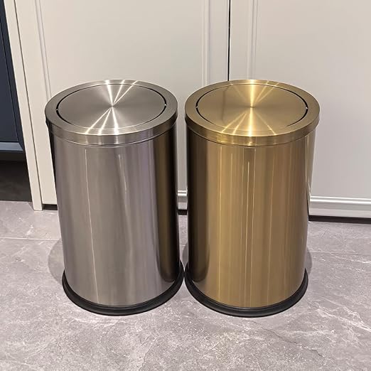 4.8GAL Tall Stainless Steel Trash Can,Bathroom Trash can with lid, Silver Trash Can with Flipping Lid, Garbage cans for Kitchen,Living Room,Dental Office,Hotel,Guest Room(4.7gal-Silver)