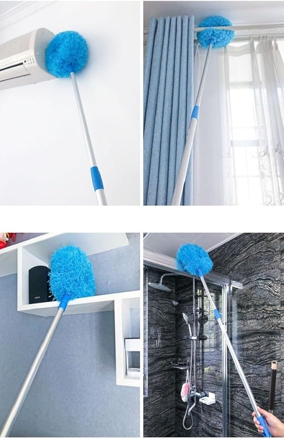 MLHpeak Ceiling Fan Cleaner Duster, Adjustable and Removable Fan Blade Cleaner from 18 to 62 Inches for Cleaning Walls Bookshelves Furniture Door Window Top (Blue)