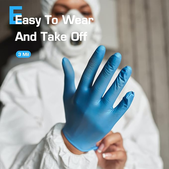 Disposable Nitrile Gloves Powder & Latex Free 3 mil Non-Sterile Nitrile Exam Gloves Light Duty Cleaning Gloves, Small, Box/100