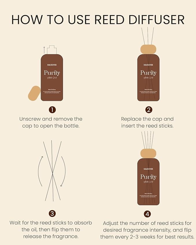 M&SENSE Cedarwood Reed Diffuser: 6.3 fl oz Non-Toxic Aroma Set with Sticks, Light & Subtle Fragrance, Long-Lasting Natural Essential Oil Gifts for Bedroom, Shelf Decor & Small Spaces