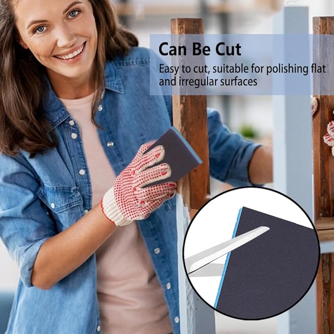 16 Pack 60 Grits Sanding Sponge, Coarse Sanding Block, Washable and Reusable Wet Dry Sandpaper Block Sandpaper Sponge for Wood Metal FurniturePaint and Drywall