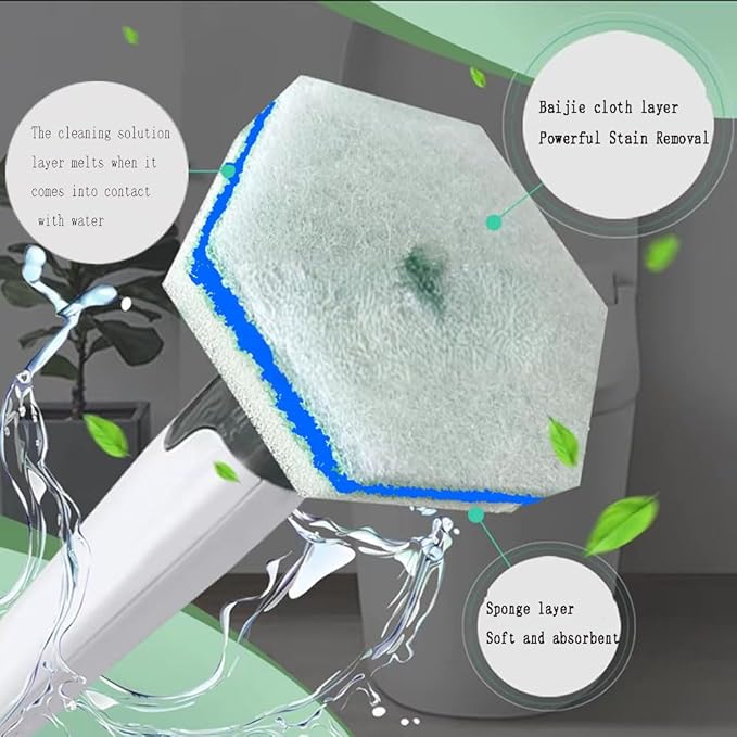 50 PCS Disposable Toilet Brush Refills Compatible with Most Toilet Wand Refills for Home and Bathroom Cleaning Detergent