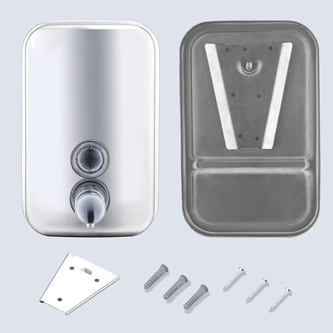 VANNSOO Commercial Soap Dispenser Wall Mount Stainless Steel Manual Liquid Pump Rust-Proof Leak Free for Bathroom (17 fl oz / 500ml)