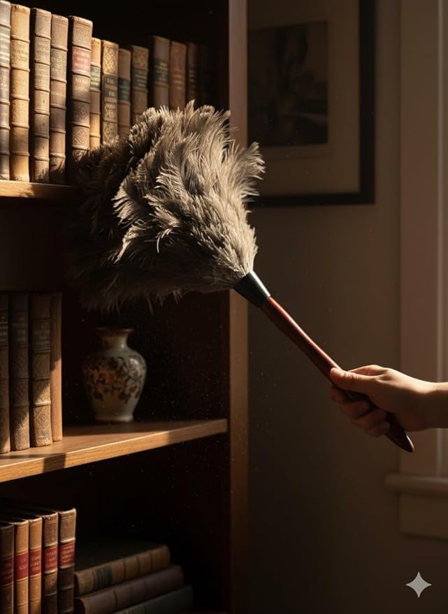 AAYU Ostrich Feather Duster 22-24" inches | Natural Feathers Duster for Cleaning and Moping Genuine w/Long Wooden Handle Eco-Friendly Easy to Use (55 cm)