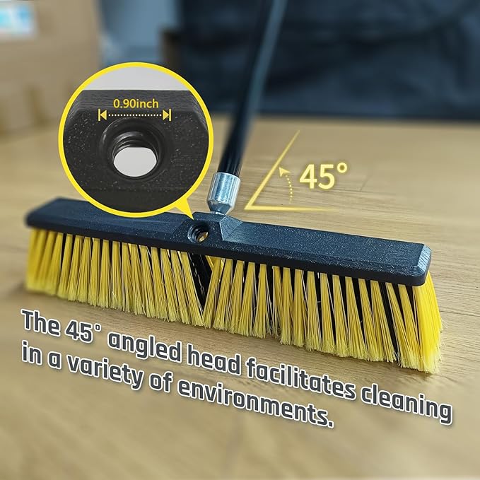 FRAXIR Push Broom Head Outdoor Large Stiff Bristle Broom Head - Excellent Cleaning Performance - Easy Installation Broom Head(18 inches)