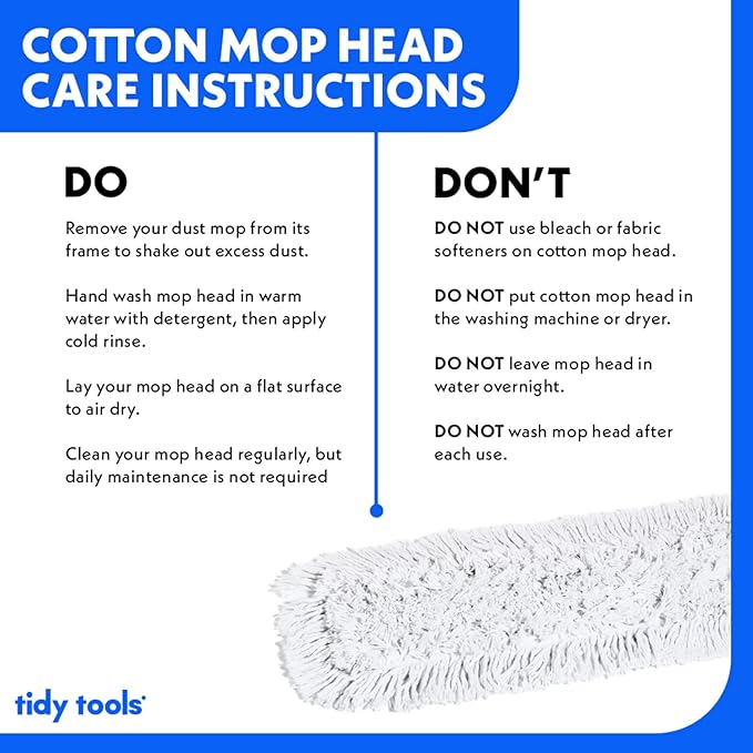 Commercial Dust Mop – 48 Inch Floor Sweeper for Hardwood, Reusable Cotton Mop Head, Extendable Handle, Dry Mop for Floor Cleaning & Janitorial Supplies