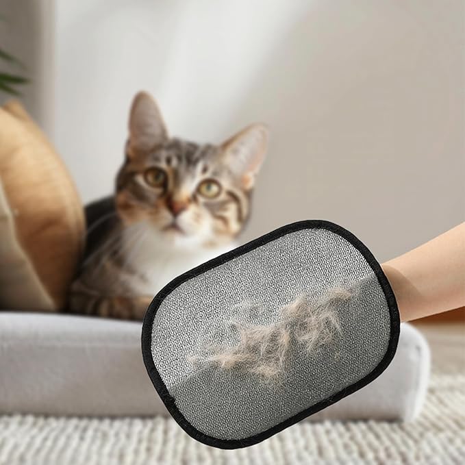 JHHJMEOW 2Pcs Pet Hair Removal Glove with Pet Comb, Cat & Dog Reusable Electrostatic Pet Hair Remover Grooming Gloves for Couch,Furniture,Carpet,Car Seat