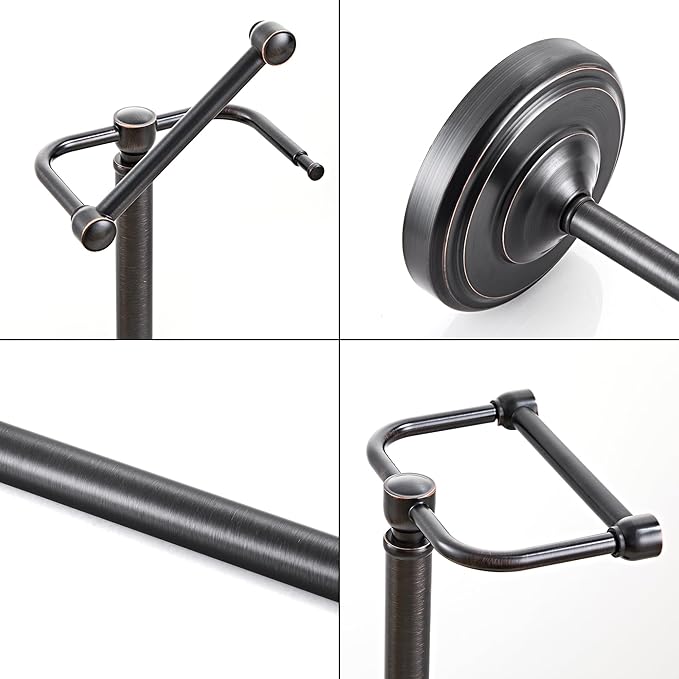 WZKALY Toilet Paper Holder Stand, Oil Rubbed Bronze Toilet Paper Holder Free Standing, Post Pivoting Design & Stable Weighted Base SUS304 Stainless Steel for Bathroom(Mega Roll)