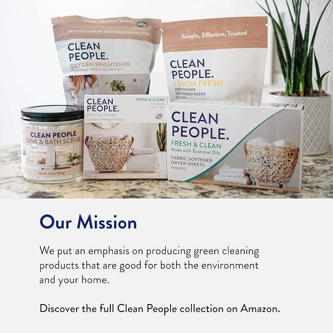 The Clean People Unscented Baby Laundry Detergent Sheets - Hypoallergenic - Ultra Concentrated, Recyclable Packaging, Fights Stains & Odors on Baby Clothes & Bedding - Fragrance Free, 96 Pack