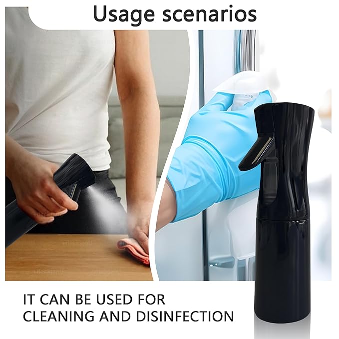 Spray Bottle for Hair Continuous Ultra Fine Mist (300ml) 360° Multi Spray Bottle for Plants, Cleaning, Skin Care Leakproof & Durable 2 Pack