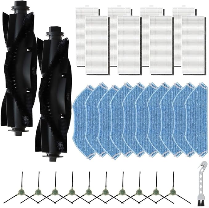 Vacuum Accessories Fit For Lefant M2, M2S, M2 Pro, M2S Pro Robot Cleaner Parts, Main Brush Replacement, Side Brushes Kit, Filters, Nylon Microfiber Mop Pads, Vacuum Mop Accessories(31pcs)