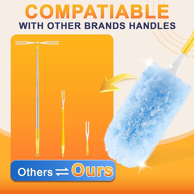 Duster Refills Compatible with Swiffer Duster Refill, Feather Dusters for Cleaning with 1 Handle, Multisurface 360° Dusters, Unscented Disposable Dusters for Cleaning Dusting(Blue, 30 Pcs)