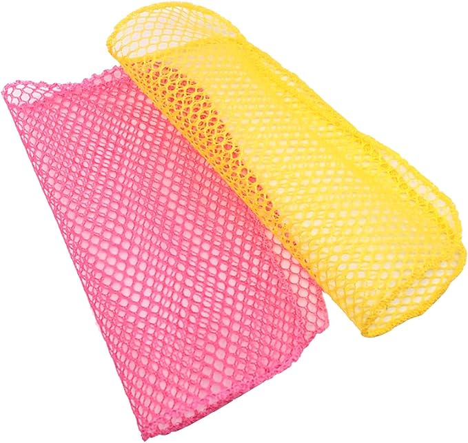 Dish Washing Net Scrubber 5pcs/ Innovative Mesh Cloth, Quick Dry - No More Sponges with Smell / 11.5 by 11.5 inches/Advanced Raw Material-Polypropylene 100% (Pink 5)