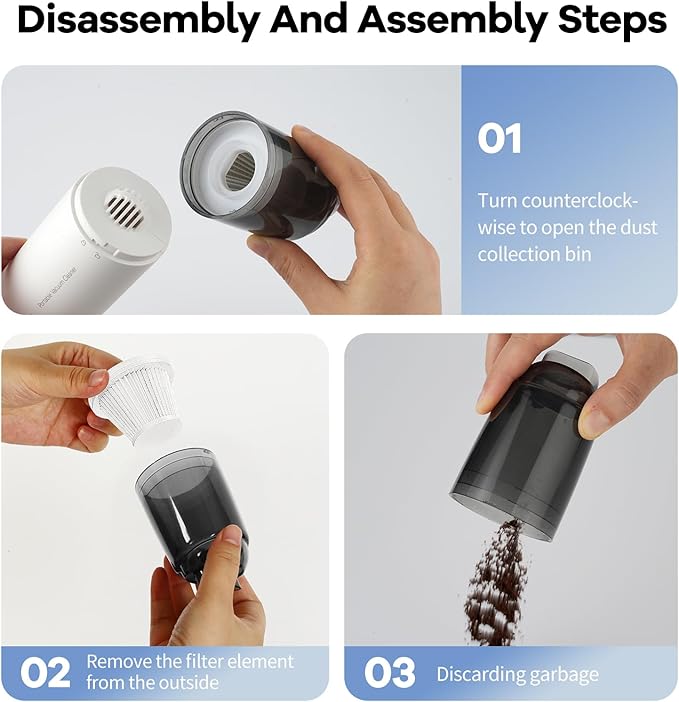 Hiluce Mini Vacuum Cleaner Cordless,Car Vacuum Cleaner Portable with HEPA Filter, High Power Rechargeable 2 Suction Modes, Lightweight Vacuum for Keyboard,Car, Home, Office, Pet
