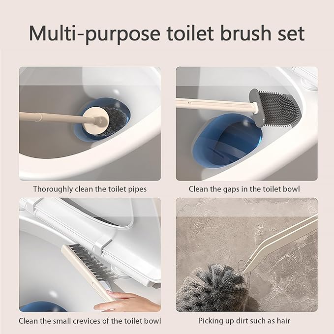 Basaza Toilet Brush and Holder Set Toilet Bowl Cleaning Brush and Holder for Bathroom 4 in 1 Dark Green Toilet Bowl Cleaner Brushes & Holders Bathroom Accessories Floor Standing or Wall Mounted