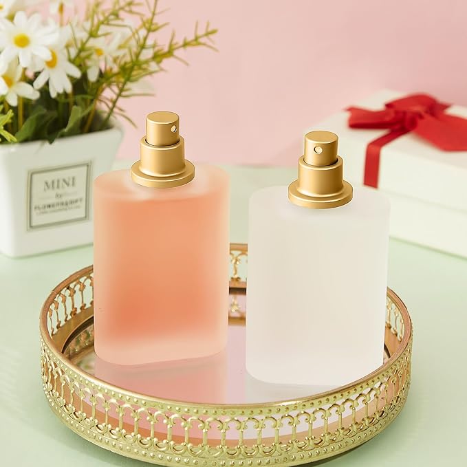 Tessco for you 6 Pcs 1.7 Ounces Perfume Bottles Empty 50ml Frosted Body Spray Glass Bottles Empty Refillable Atomizer Perfume Dispenser Fine Mist Atomizer Cosmetic Make up Container (Gold)