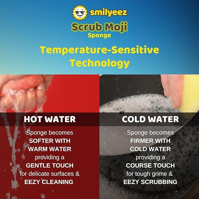 The Original Smiling Handle for Scrub Daddy (Reg. TM) Sponge and Scrub Moji Sponge - (White Handle) & 3 Purple Scrub Moji's