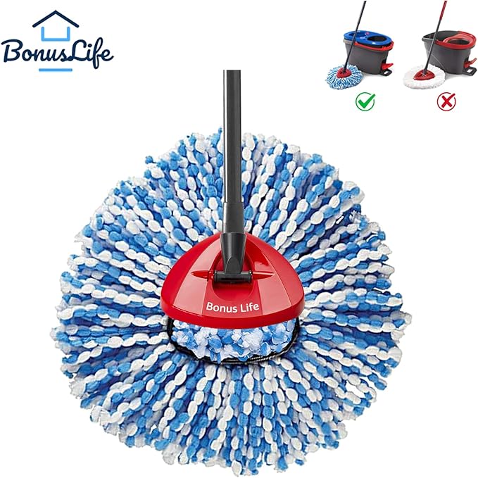 2-Tank Mop Base 1 Pack and Mop Heads Replacements 1 Pack for O-Ceda RinseClean Dual System, Microfiber Refills, Easy Cleaning Mop Repalce Head Blue