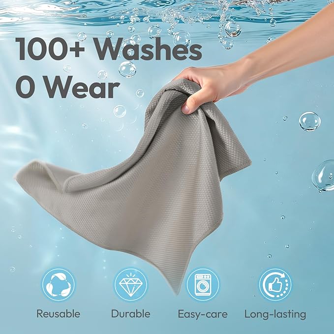 Nanoscale Microfiber Cloths 15.55”x 15.55”, Glass Window Mirror Stainless Steel Car Cleaning, Streak-Free, Lint-Free, Super Thick & Absorbent, Reusable, 6 Pack (Gray)