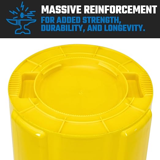Magnum 32 Gallon Trash Can, High-Vis Yellow, Construction Grade, Heavy Duty Plastic, Jobsite Ready for Handling and Holding Garbage CMTC-C000-32Y02 (2 Pack)
