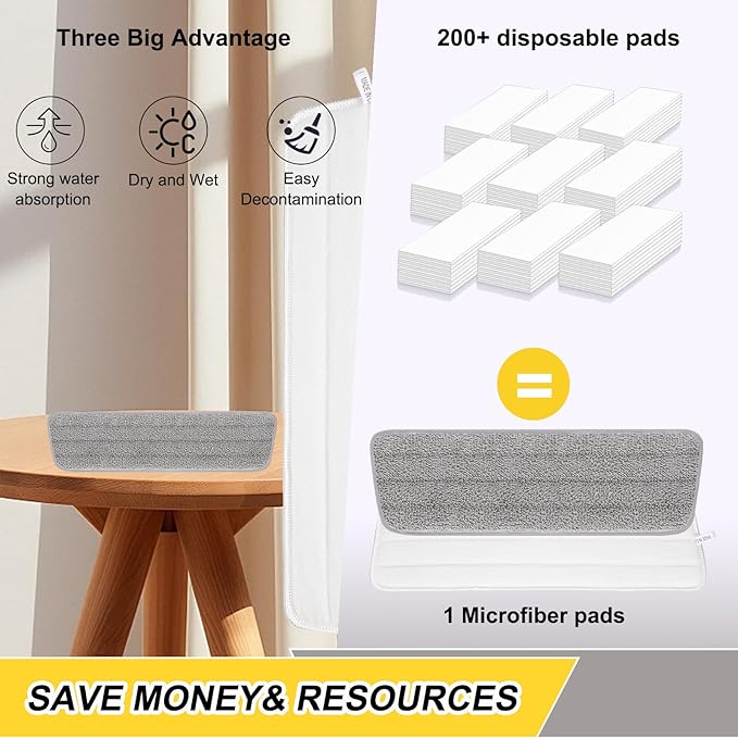 8 Pack 16.5 inch Reusable Mop Pads Microfiber Spray Mop Replacement Heads for Wet/Dry Mops Compatible with Bona Floor Care System