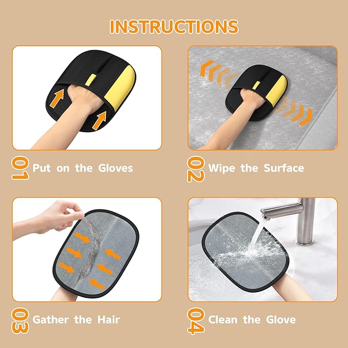 Ulyuhoda Pet Hair Remover - 2025 New Electrostatic Magic Brush Pet Hair Remover Glove, Reusable Cat & Dog Hair Remover Tool for Clothing, Couch, Furniture, Carpet, Car Seat, Cat Grooming Glove, 1 PCS