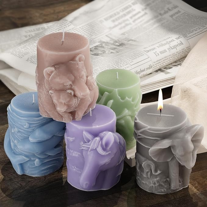 Cylinder Wolf Silicone Molds - Resin, Cake, Soap & Clay Molds - Candle Making & Craft Supplies
