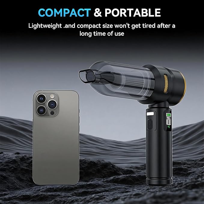 Portable Cordless Car Vacuum Cleaner,Mini Handheld Vacuum Cordless for Car,With Battery Level and Gear Display,High Power Suction of 17000PA,Large Battery Capacity and Supports Fast Charging