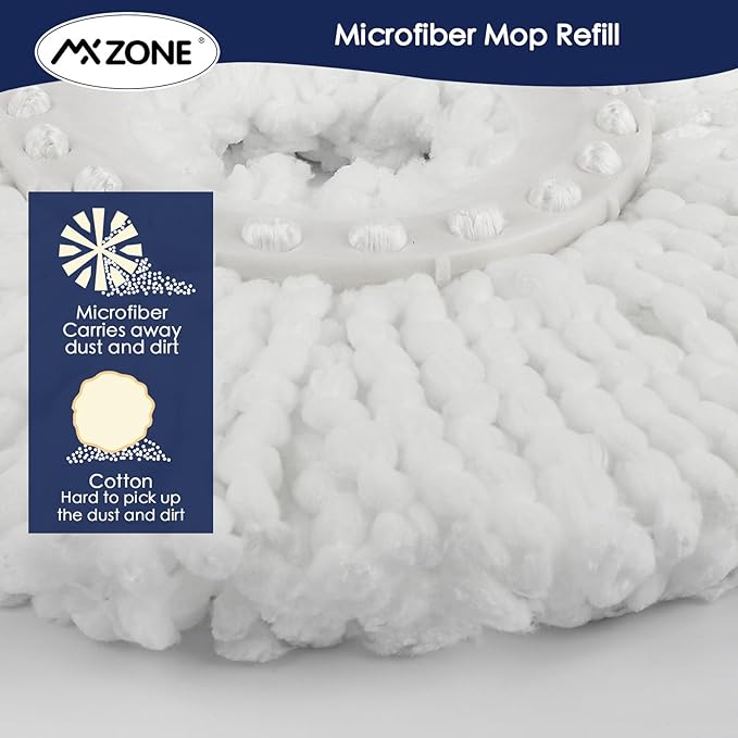 Spin Mop Replacement Head 5 Pack Magic Mop Refill for Hurricane 360° Systems, Microfiber Spin Mop Head, Round Shape Standard Universal Size